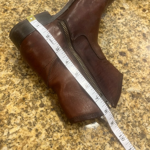 Frye short ankle boots leather zipper low heel block distressed western brown 7 - Picture 7 of 10